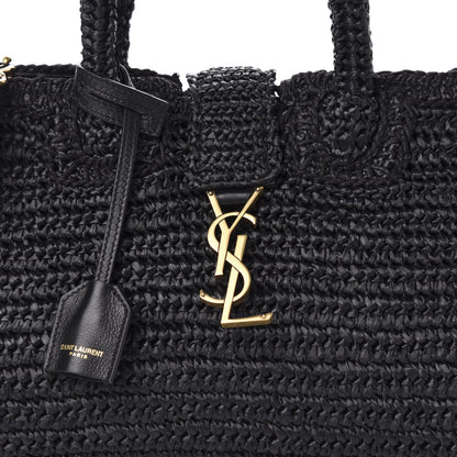Saint Laurent Raffia Baby Monogram Downtown Cabas Black 10 of 10