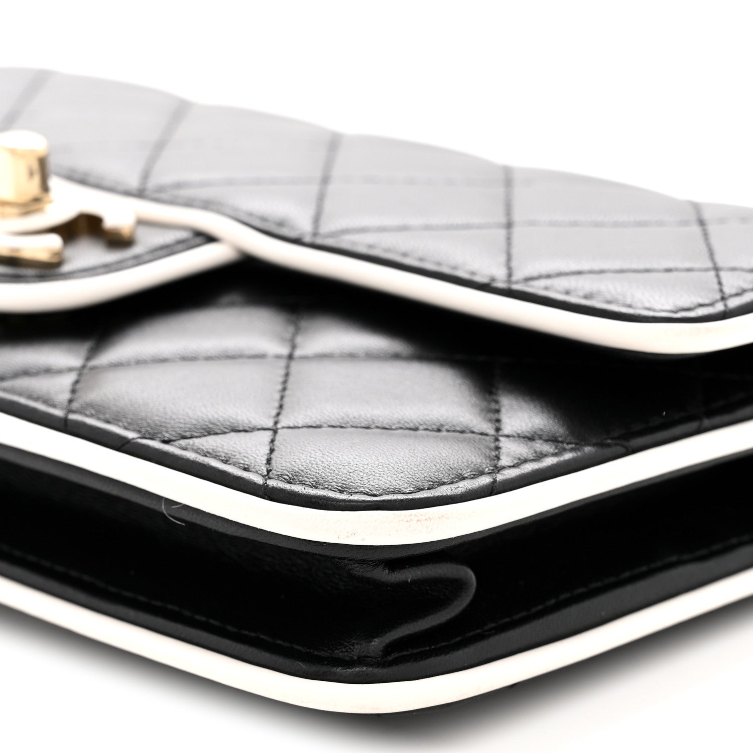 Chanel Lambskin Quilted Resin CC Mini Flap Bag Black White 10 of 12