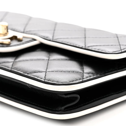 Chanel Lambskin Quilted Resin CC Mini Flap Bag Black White 10 of 12