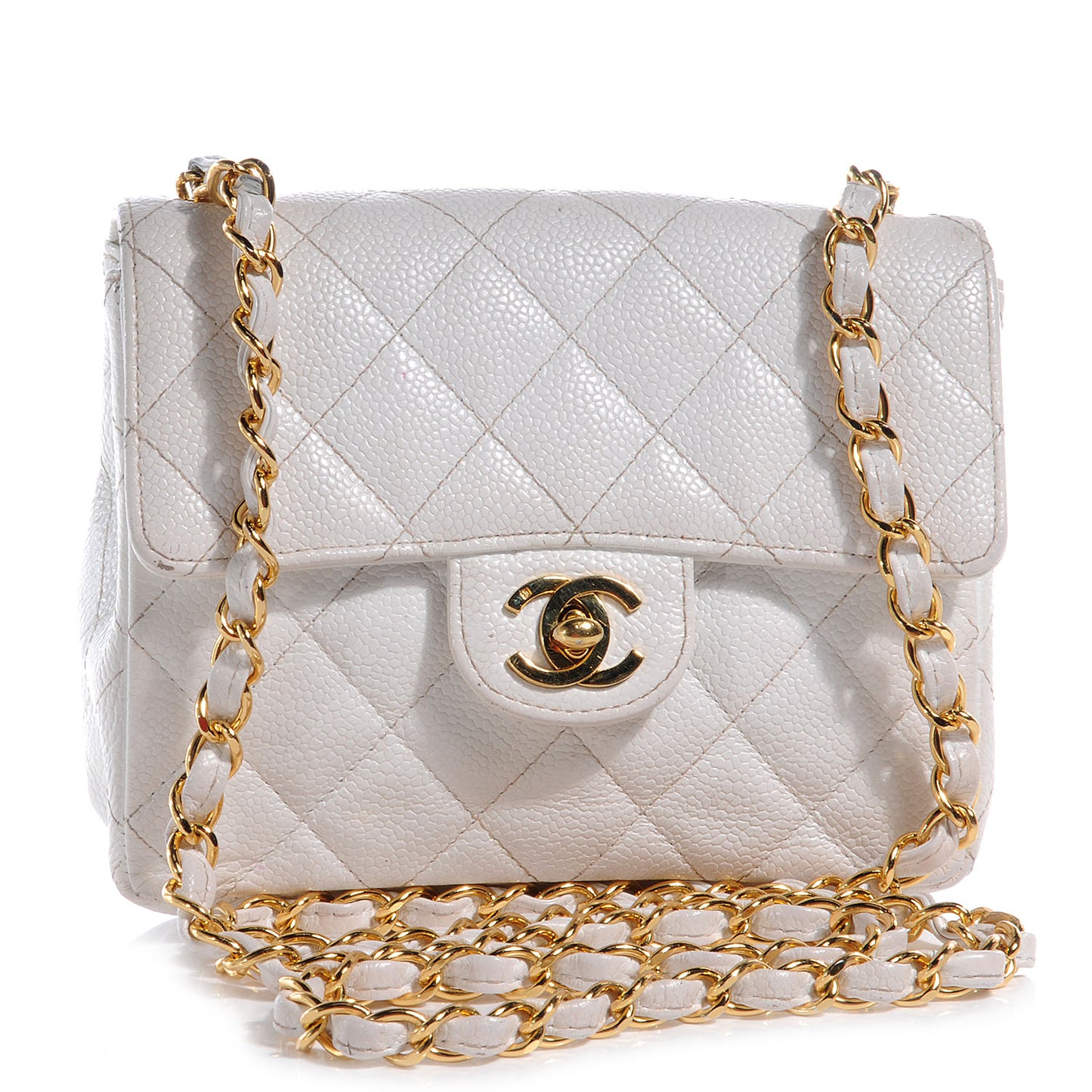 Caviar Quilted Mini Flap White