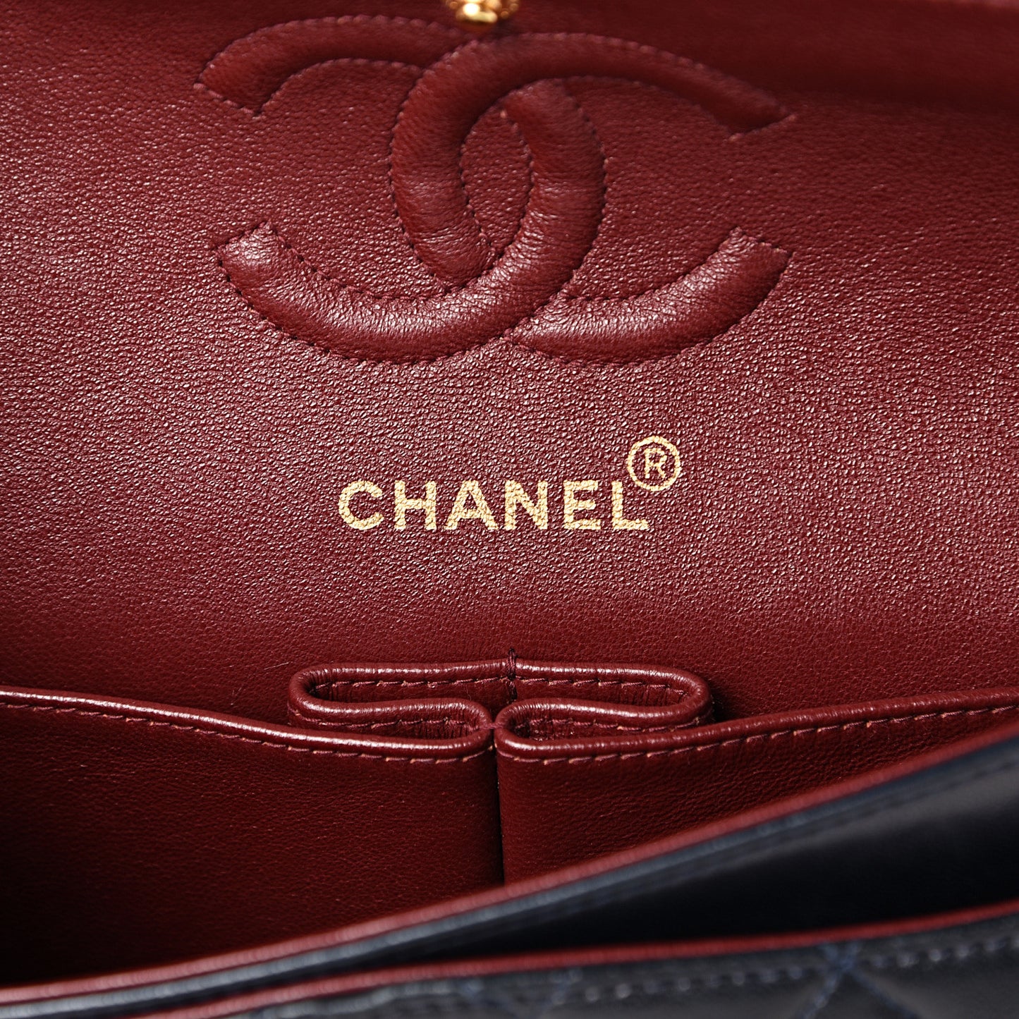 Lambskin Quilted Small Double Flap Navy