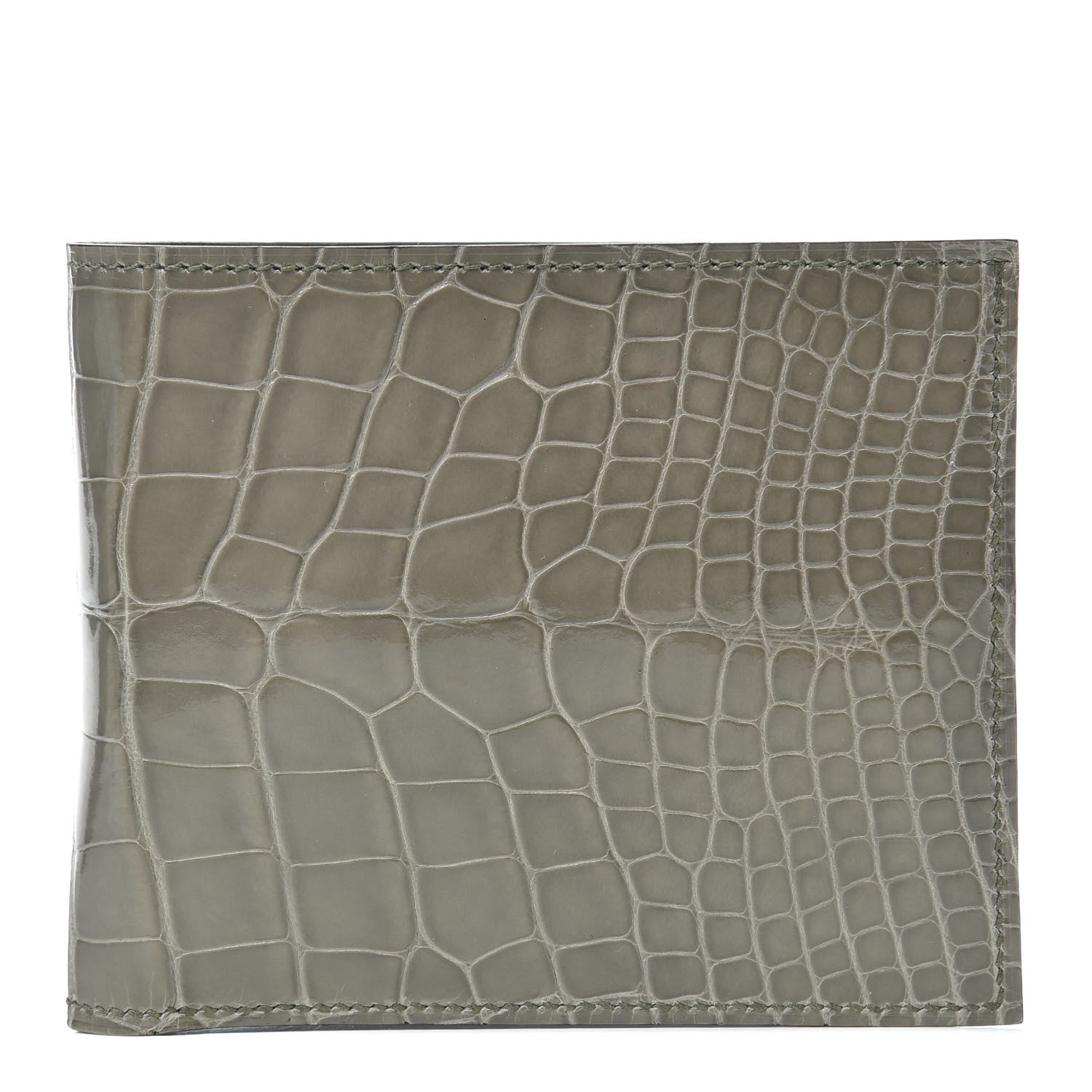 Hermes Shiny Alligator MC2 Copernic Compact Wallet Gris Tourterelle 1 of 6