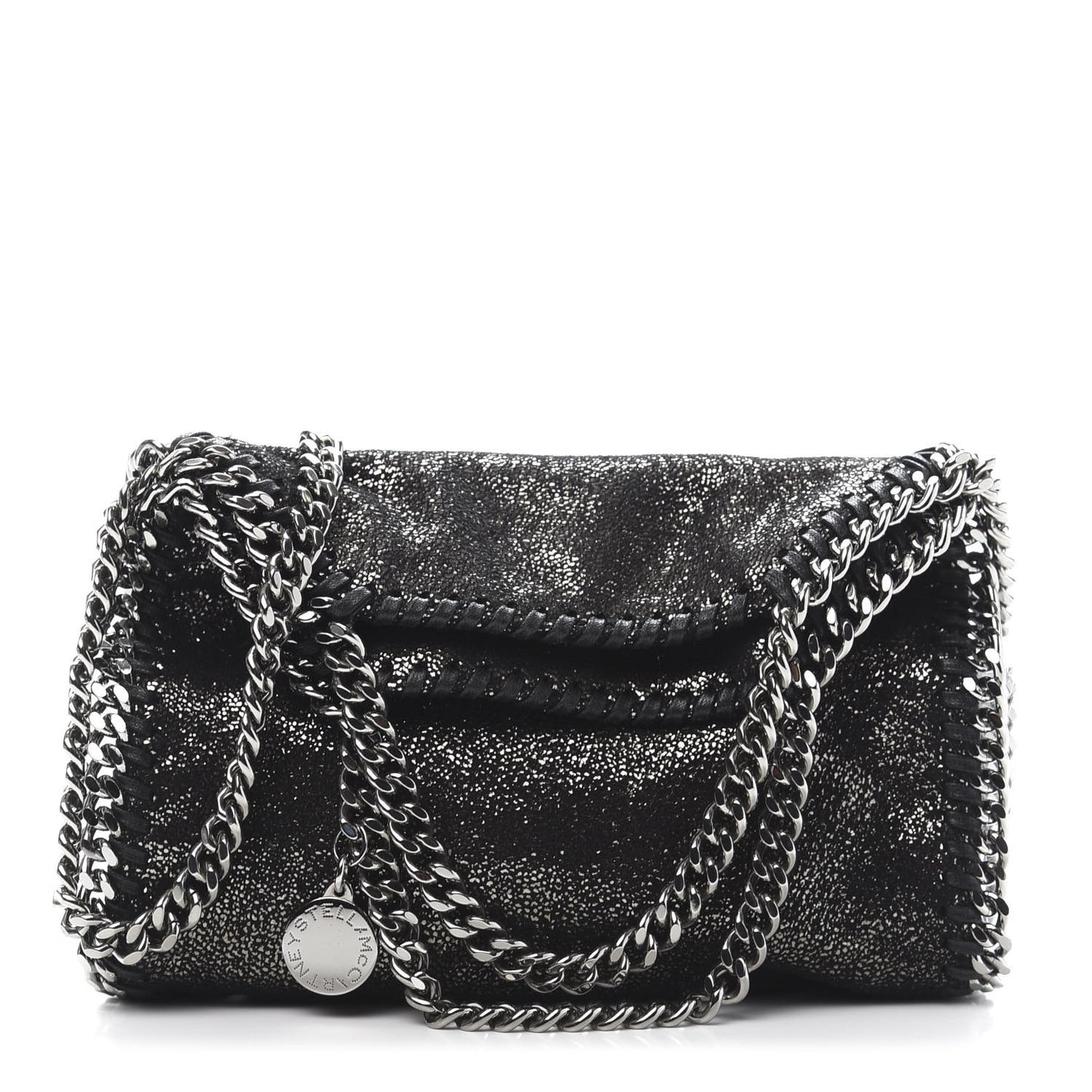 Chamois Shiny Dotted Tiny Falabella Fold Over Tote Ruthenium