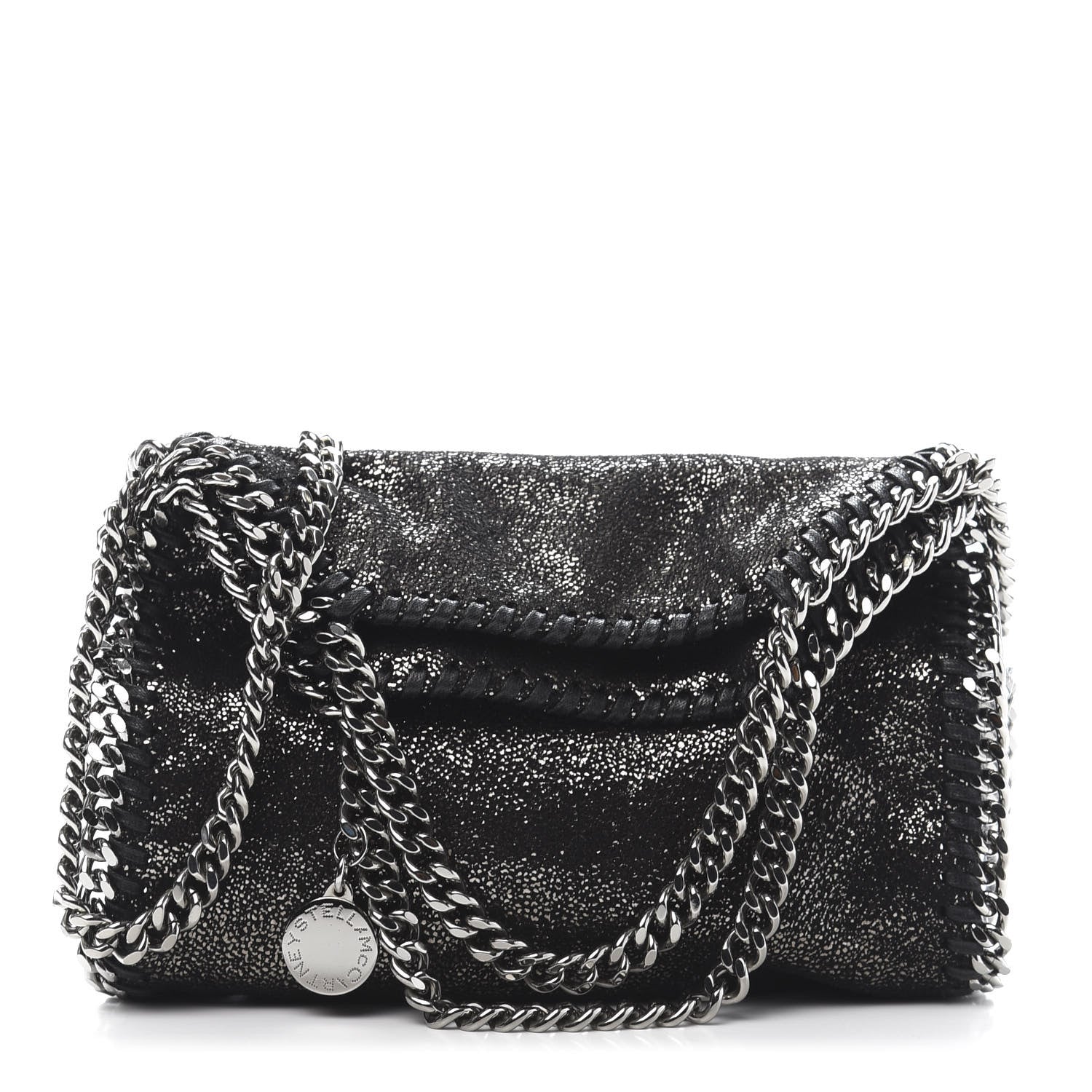 Stella McCartney Chamois Shiny Dotted Tiny Falabella Fold Over Tote Ruthenium 1 of 10