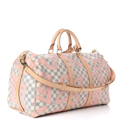 Louis Vuitton Damier Azur Tahitienne Keepall Bandouliere 50 Rose Ballerine 4 of 15