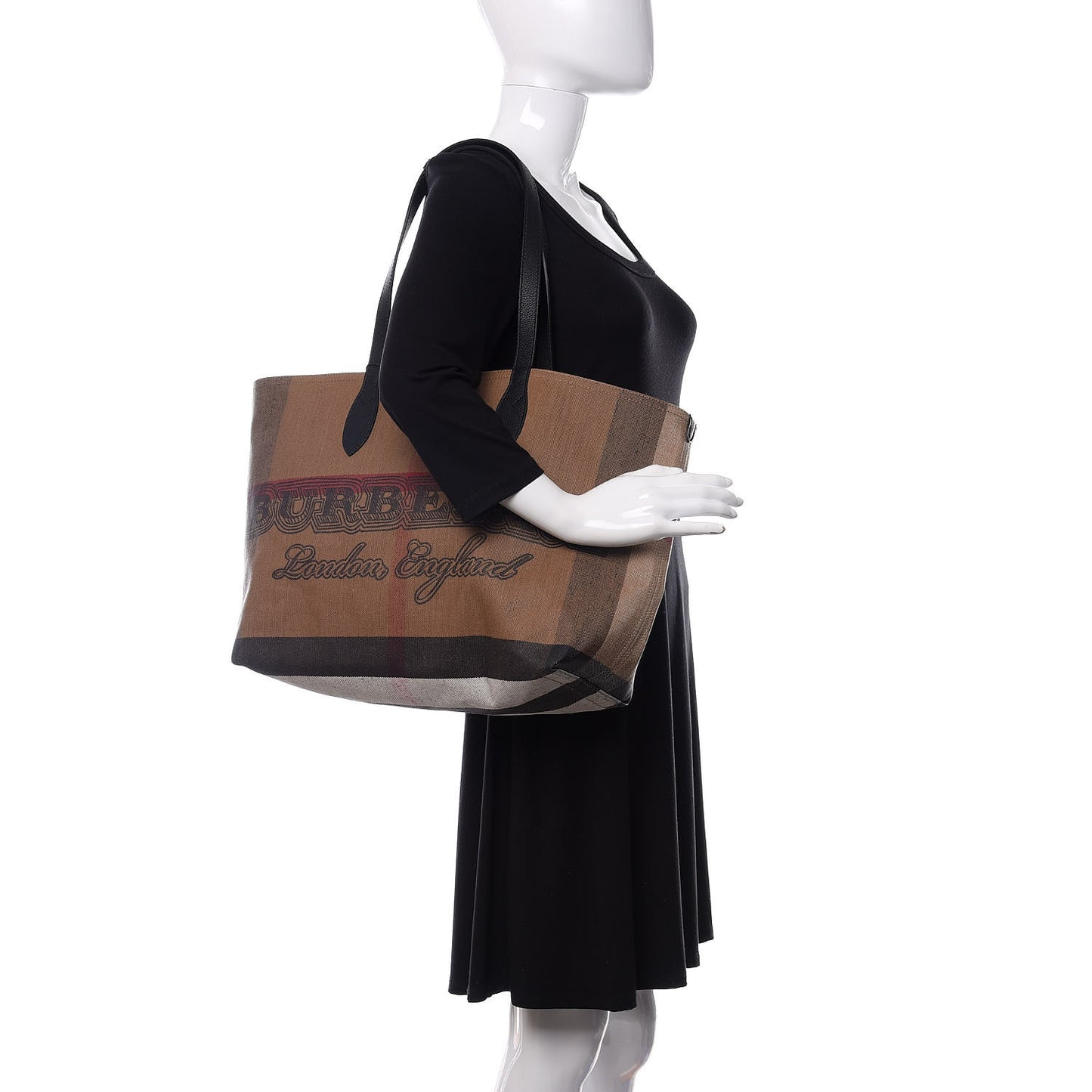 Coated Canvas Mega Check Medium Doodle Tote Black