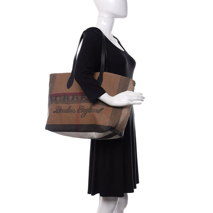 Burberry Coated Canvas Mega Check Medium Doodle Tote Black 2 of 9