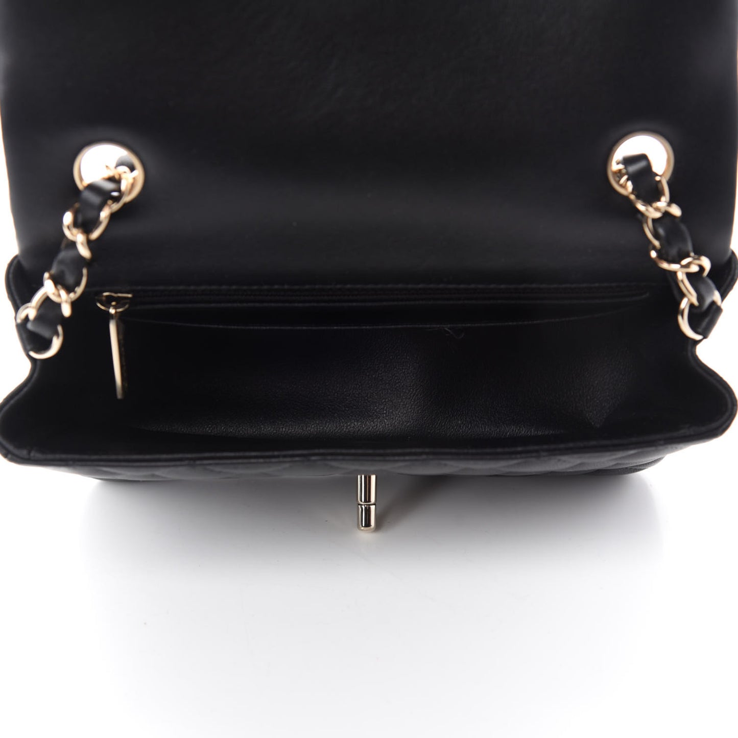 Lambskin Quilted Mini Rectangular Flap Black