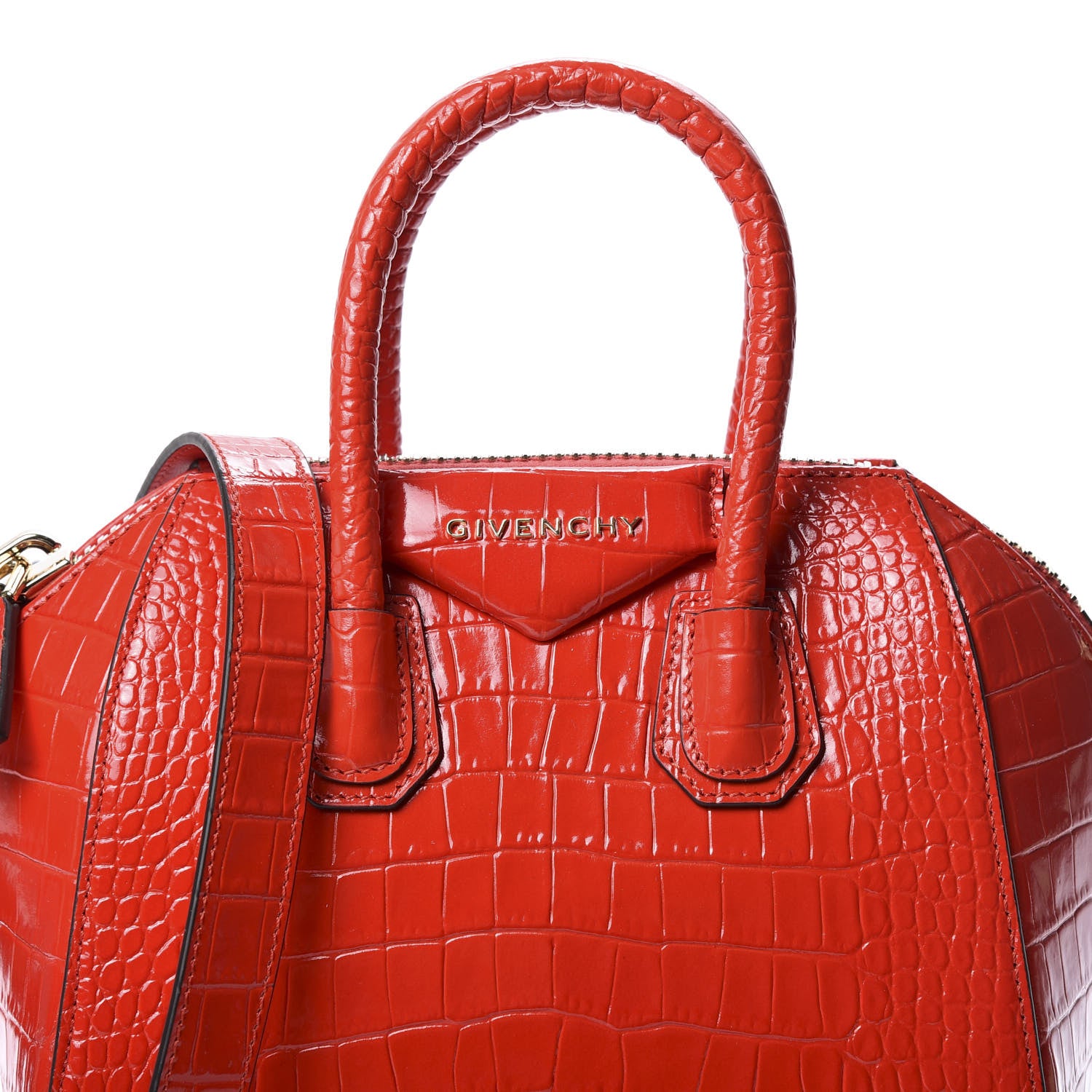 Givenchy Calfskin Crocodile Embossed Mini Antigona Red 11 of 11