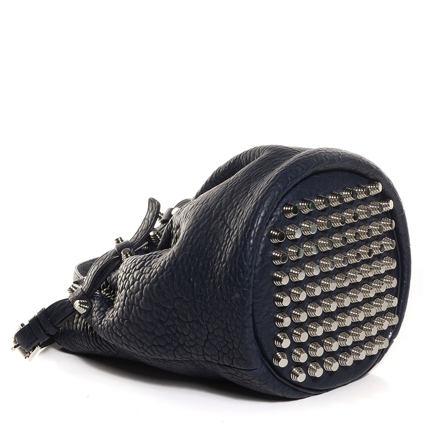 Pebbled Lambskin Diego Bucket Bag Neptune