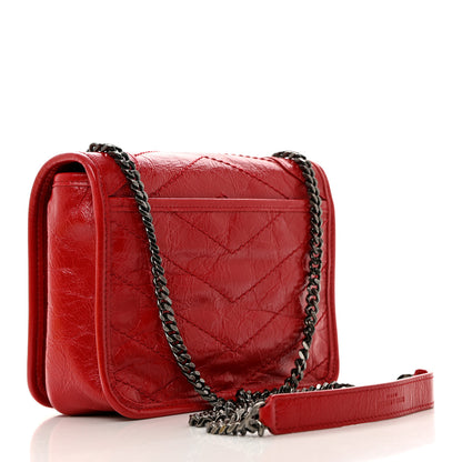 Saint Laurent Crinkled Calfskin Matelasse Monogram Niki Chain Wallet Rouge Eros 3 of 10
