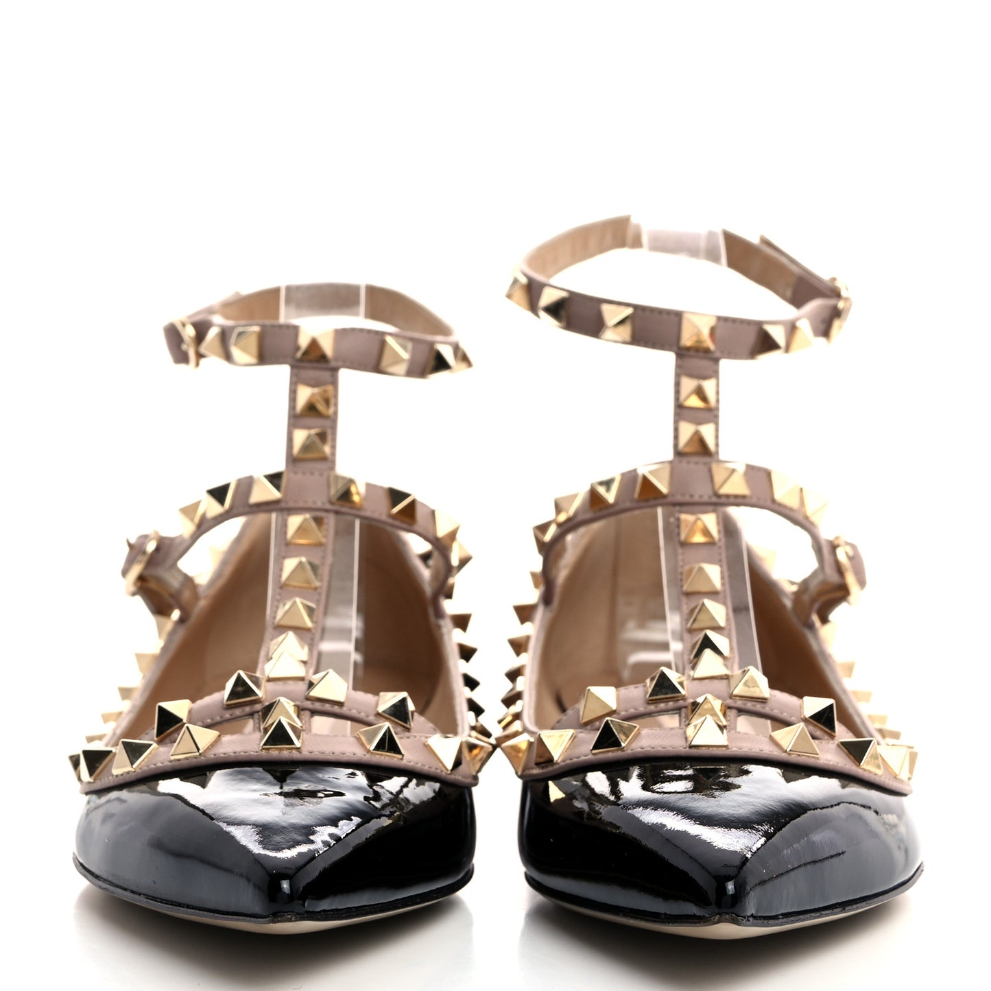 Patent Rockstud Cage Ballerina Flats 36.5 Black Poudre