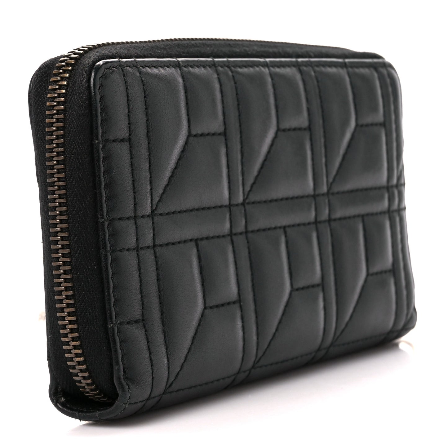 Calfskin Matelasse Pearly GG Marmont Zip Around Wallet Black