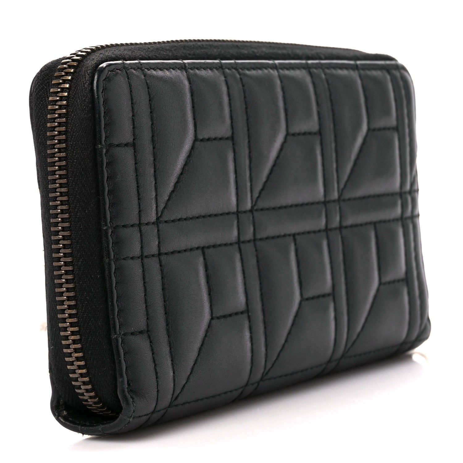Gucci Calfskin Matelasse Pearly GG Marmont Zip Around Wallet Black 3 of 10