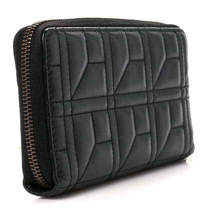 Gucci Calfskin Matelasse Pearly GG Marmont Zip Around Wallet Black 3 of 10