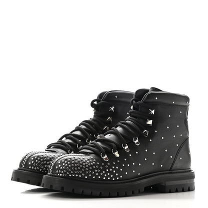 Valentino Garavani Calfskin Rockstud Studded Combat Boots 37 Black 3 of 8
