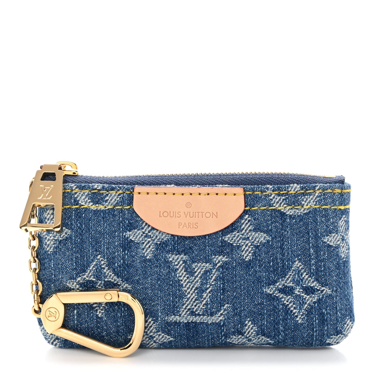 Monogram Denim Key Pouch Denim Blue