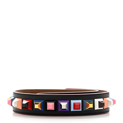Fendi Vitello Dolce Plexiglass Bi-Color Studded Strap You Black Brownie Multicolor 2 of 5
