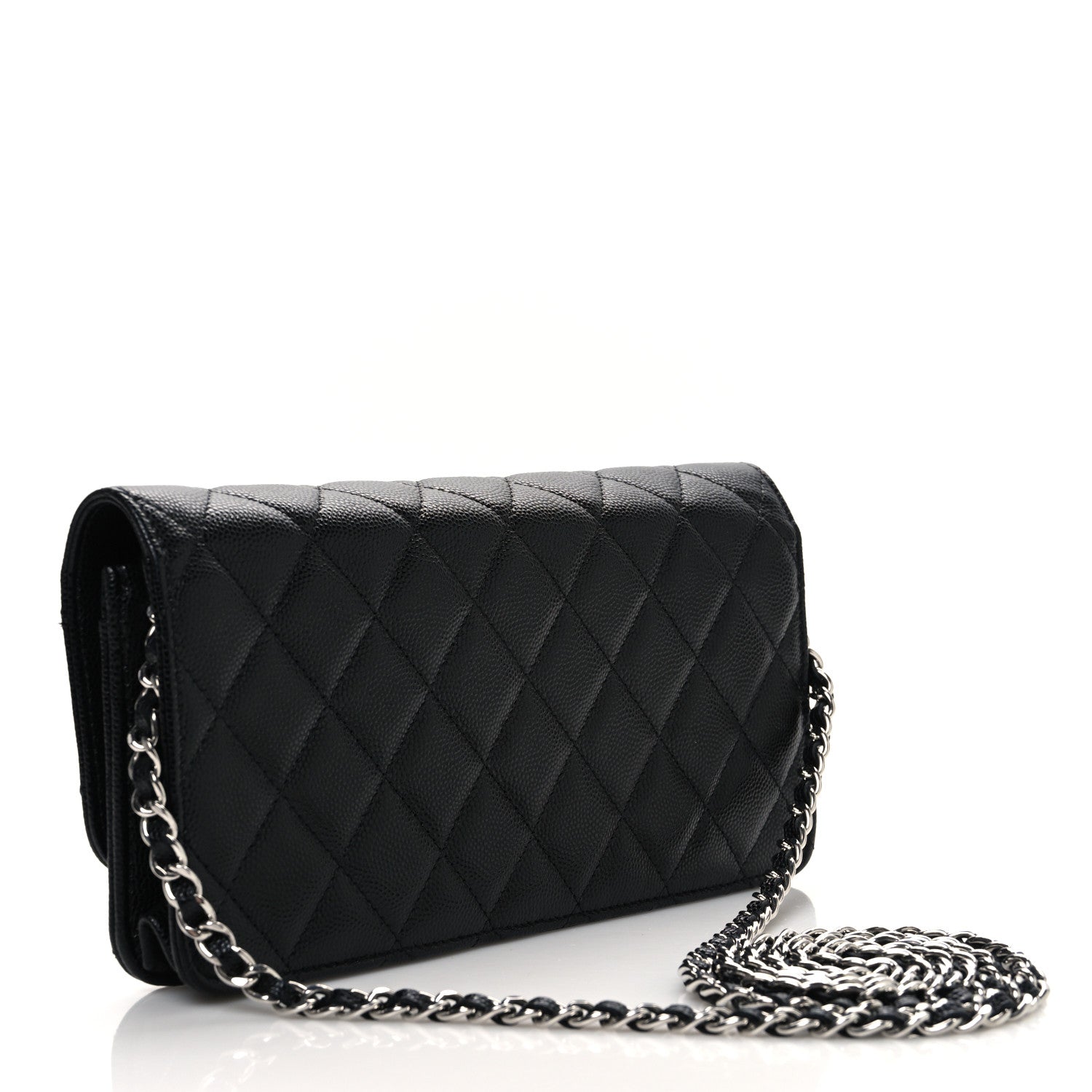 Chanel Caviar Quilted Coco Chanel Logo Clutch With Chain Flap Black 3 of 11