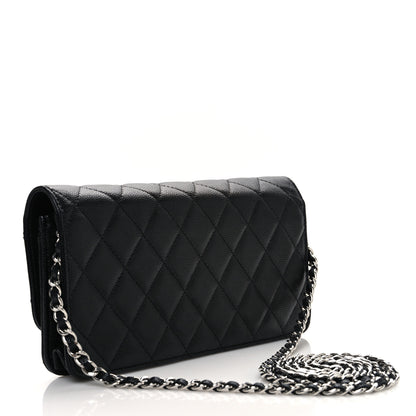 Chanel Caviar Quilted Coco Chanel Logo Clutch With Chain Flap Black 3 of 11