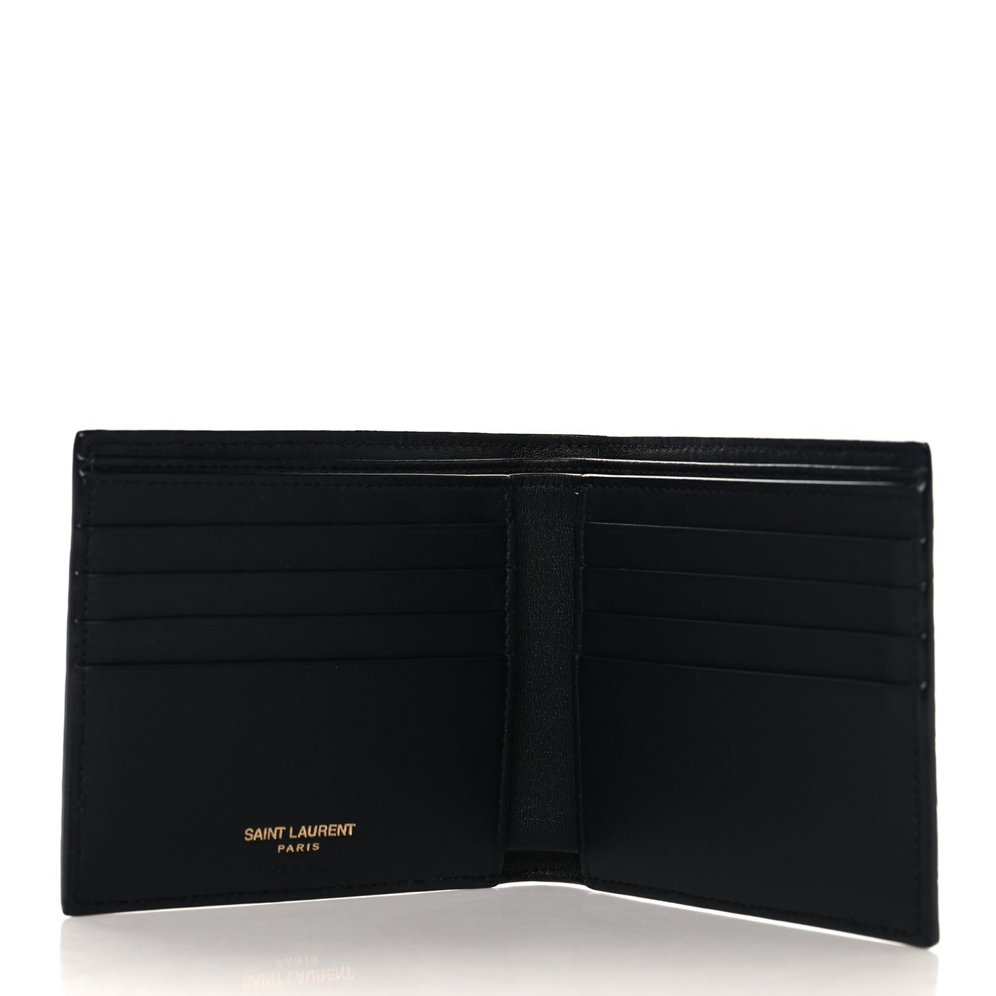 Calfskin Crocodile Embossed Tiny Cassandre East West Wallet Black