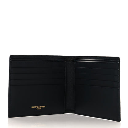 Saint Laurent Calfskin Crocodile Embossed Tiny Cassandre East West Wallet Black 5 of 8