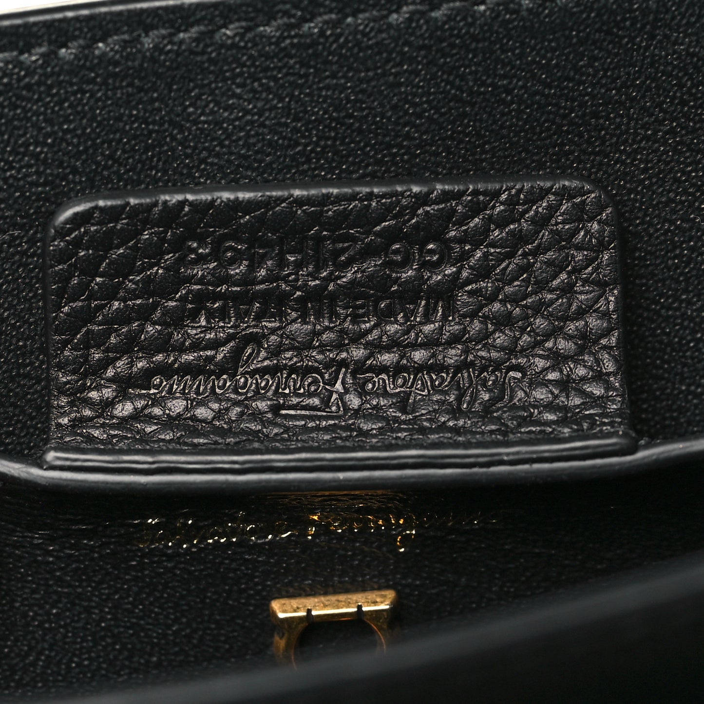 Grain Calfskin Gancini Small Top Handle Bag Black