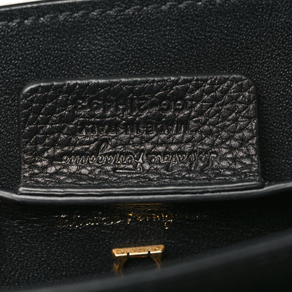 Salvatore Ferragamo Grain Calfskin Gancini Small Top Handle Bag Black 7 of 9