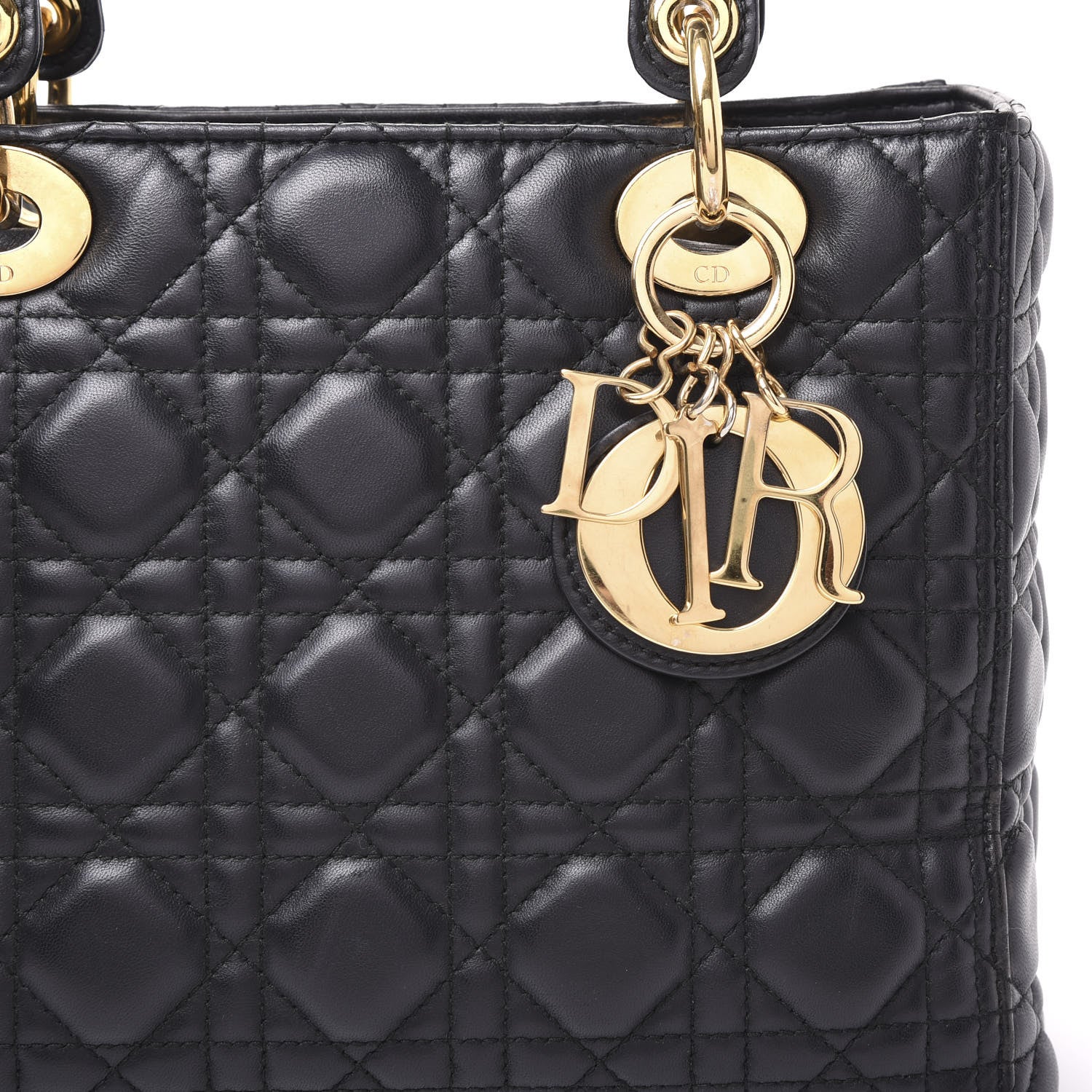 Christian Dior Lambskin Cannage Medium Lady Dior Black 9 of 9
