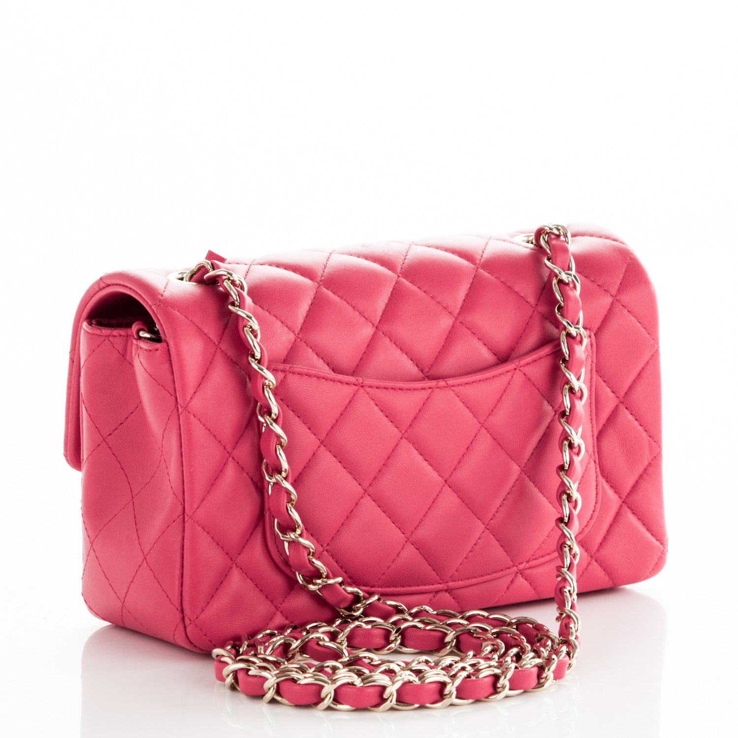 Chanel Lambskin Quilted Mini Rectangular Flap Fuchsia 3 of 8
