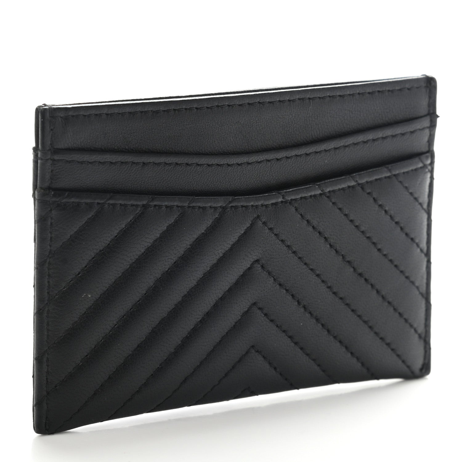 Chanel Lambskin Chevron Quilted Card Holder Black 3 of 8