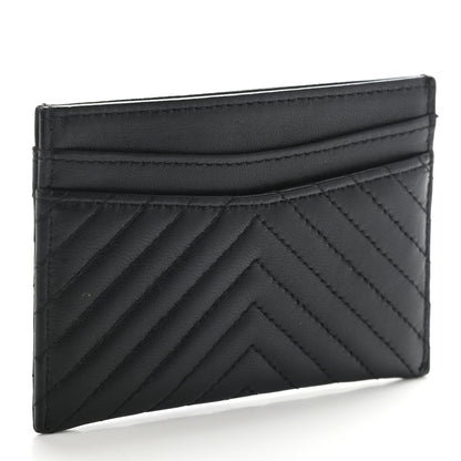 Chanel Lambskin Chevron Quilted Card Holder Black 3 of 8
