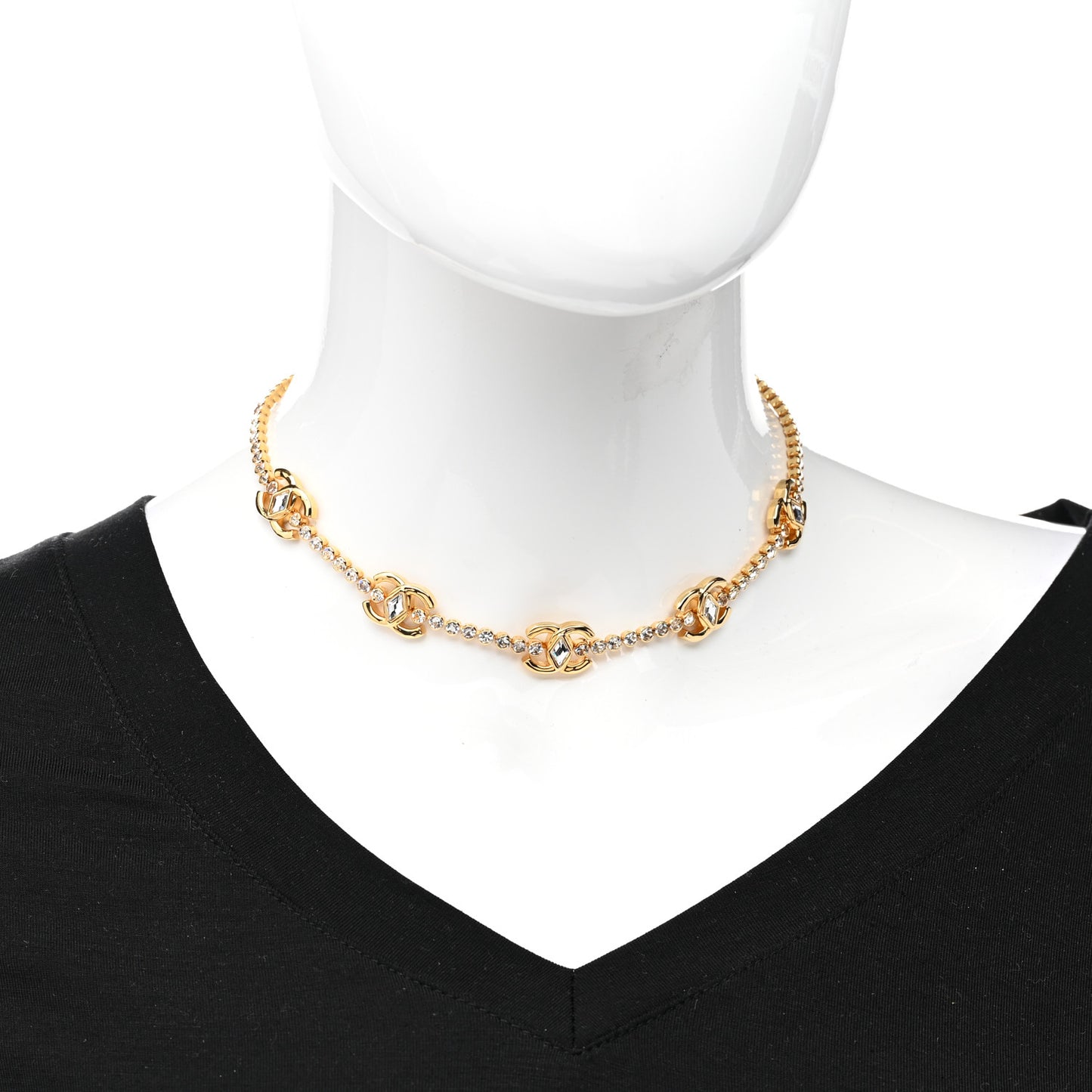 Metal Crystal CC Marquise Choker Gold