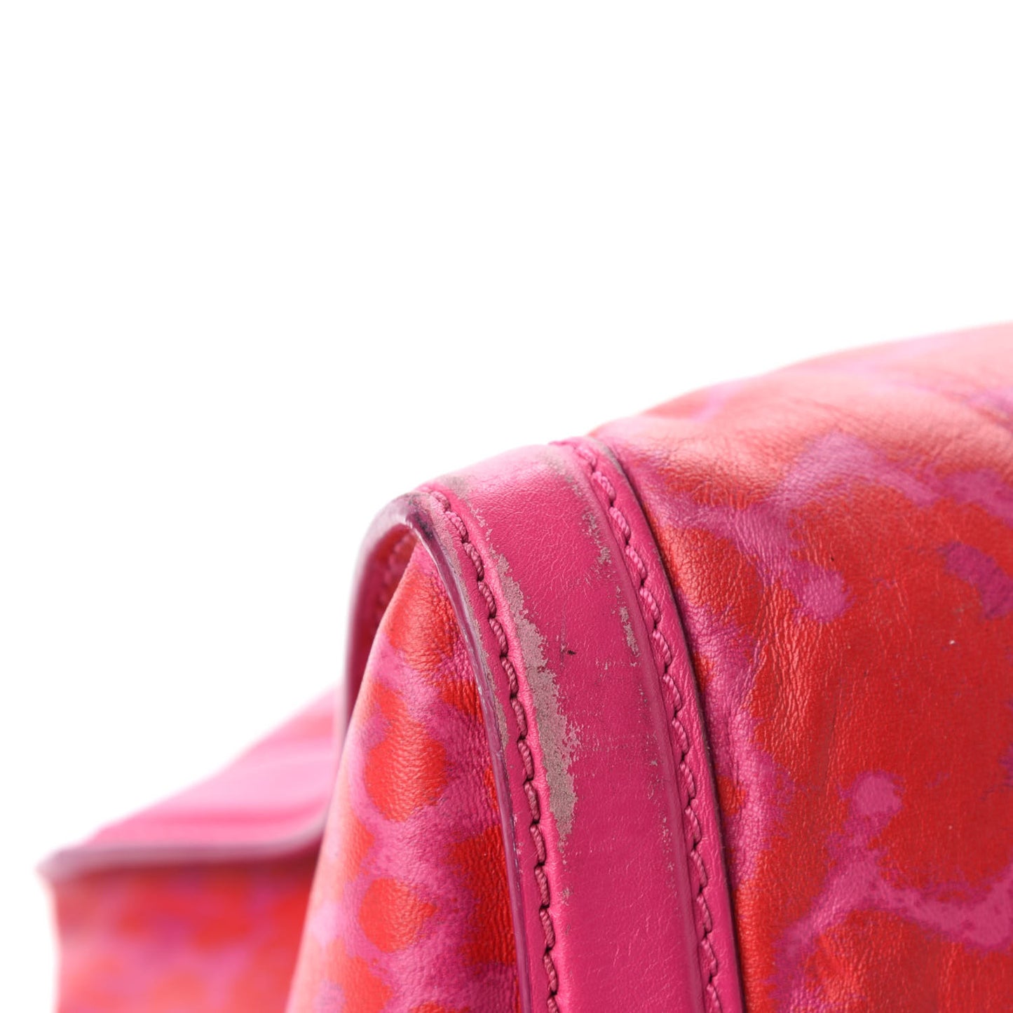 Calfskin Leopard Print Small Skull Padlock Zip Around Tote Pink