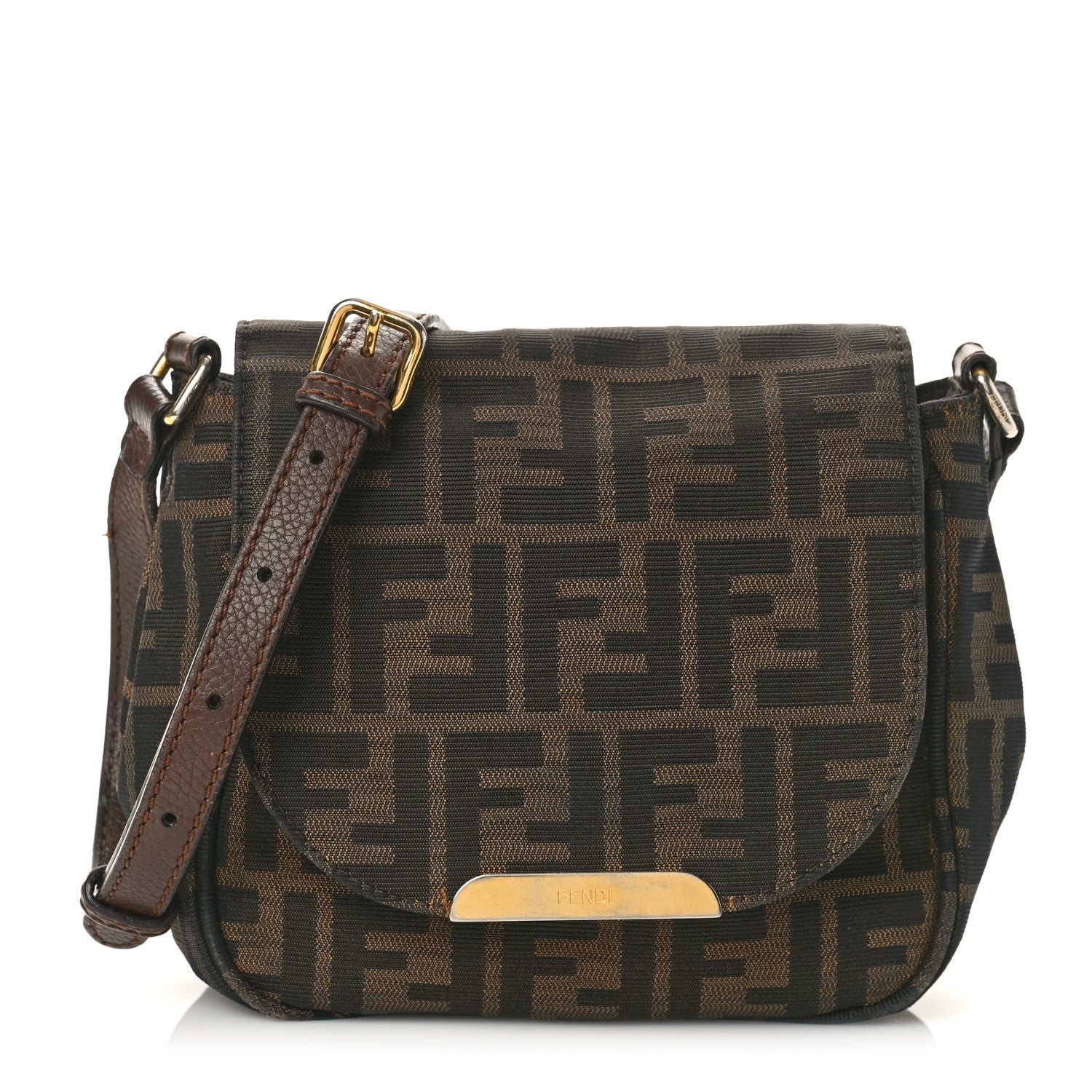 Fendi Zucca Vitello Artic Mini Messenger Bag Tobacco Castagna 1 of 13