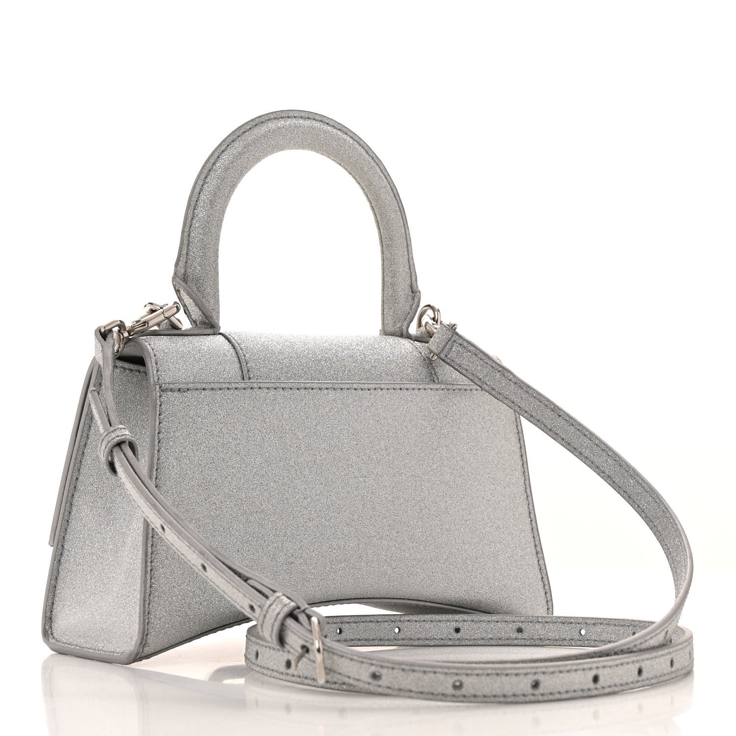 Balenciaga Glitter Fabric Hourglass Top Handle Bag XS Grey 3 of 13