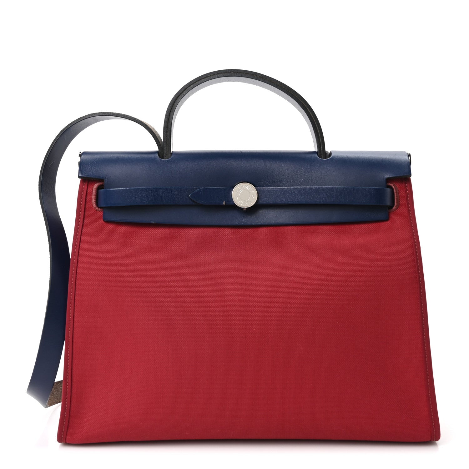 Hermes Military Toile Vache Hunter Herbag Zip 31 PM Rouge Grenat Bleu Saphir 1 of 10