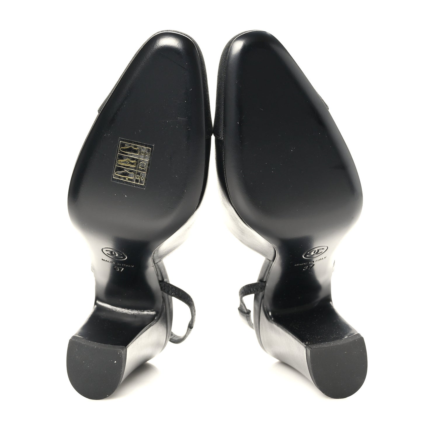 Goatskin Grosgrain Cap Toe CC Slingback Sandals 37 Black