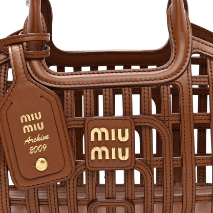 Miu Miu Calfskin Logo Basket Bag Cognac 8 of 10
