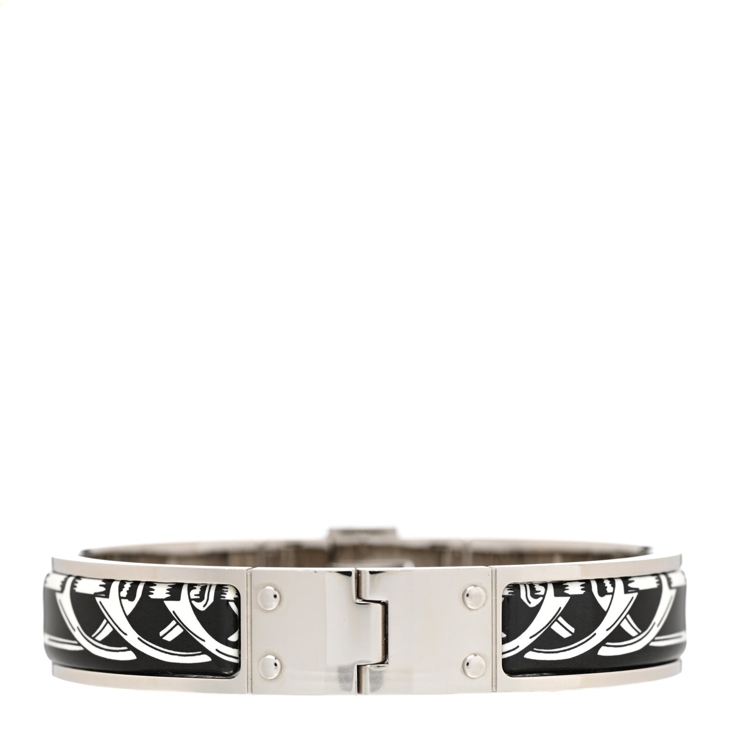 Enamel Printed Narrow Balades Equestres Positif Negatif Hinged Bracelet M Black