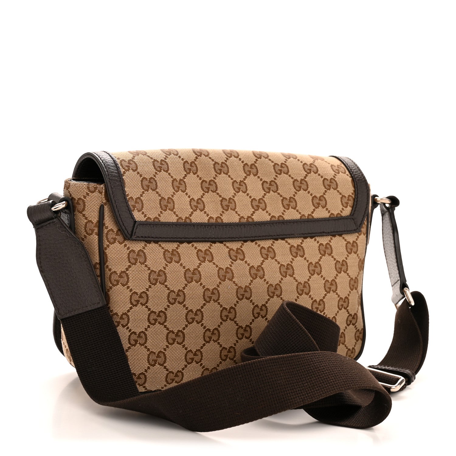Gucci Monogram Flap Messenger Bag Beige Dark Brown 3 of 11