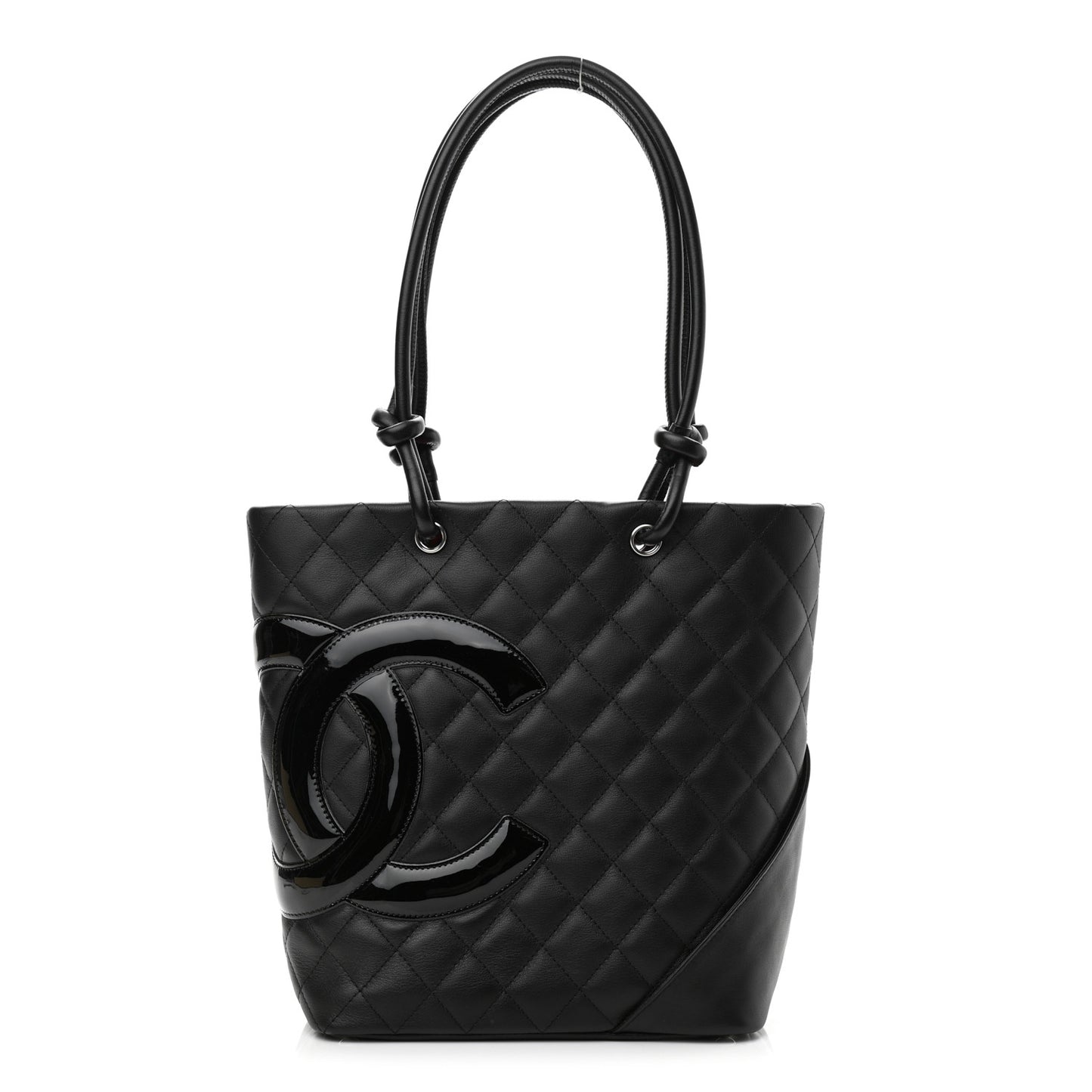 Calfskin Quilted Medium Cambon Tote Black