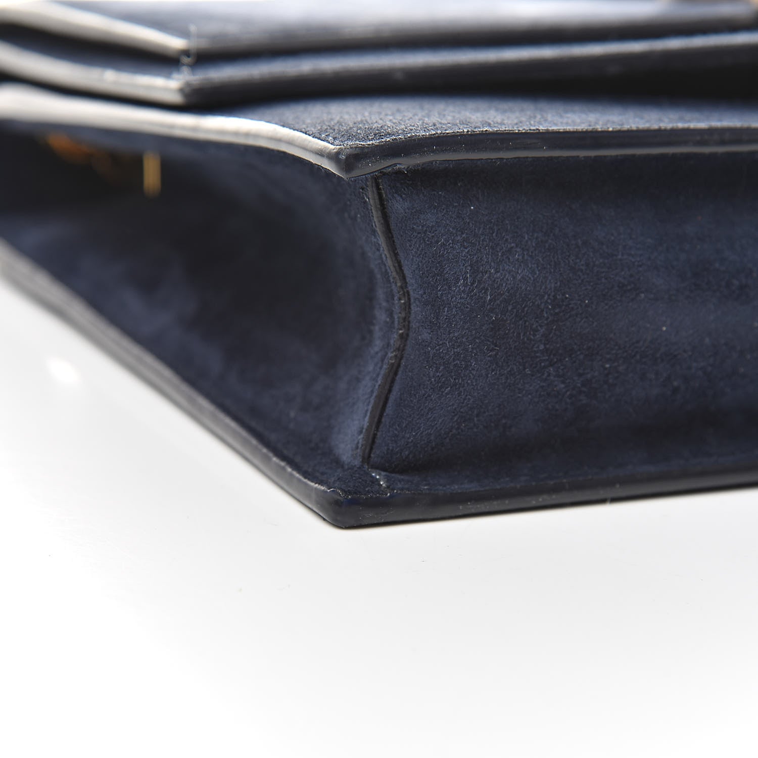 Saint Laurent Suede Sulpice Monogram Medium Shoulder Bag Navy 9 of 16