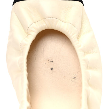Chanel Lambskin Suede CC Elastic Cap Toe Ballerina Flats 39.5 Beige Black 11 of 12
