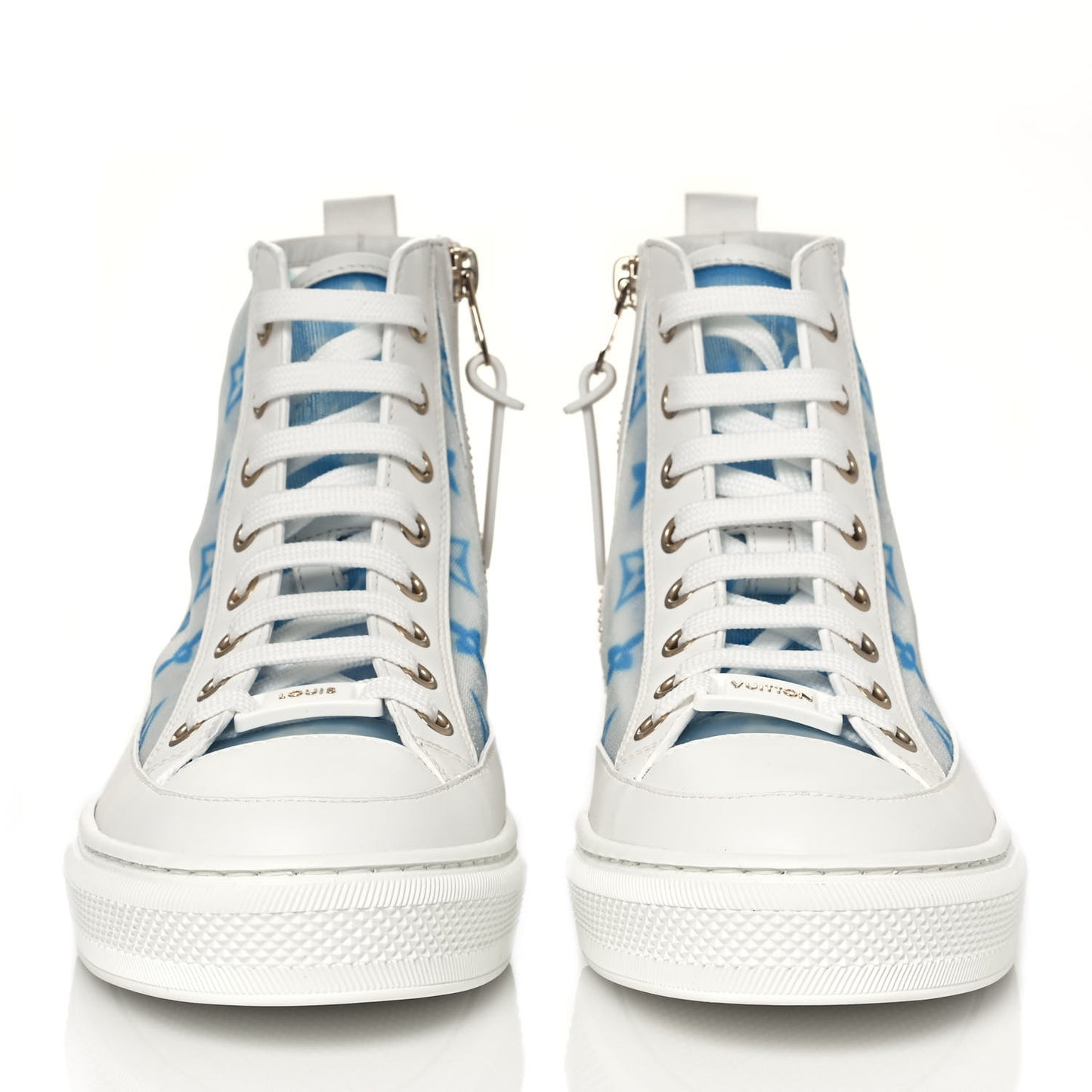 Technical Fabric Calfskin Monogram Printed Stellar Sneaker Boots 35 Blue