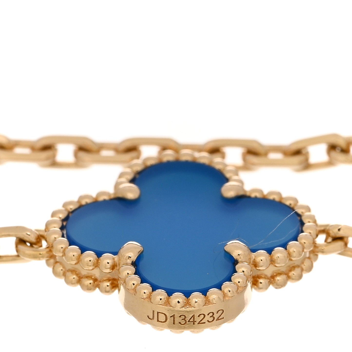 18K Yellow Gold Blue Agate 5 Motifs Vintage Alhambra Bracelet