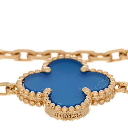 Van Cleef & Arpels 18K Yellow Gold Blue Agate 5 Motifs Vintage Alhambra Bracelet 3 of 5