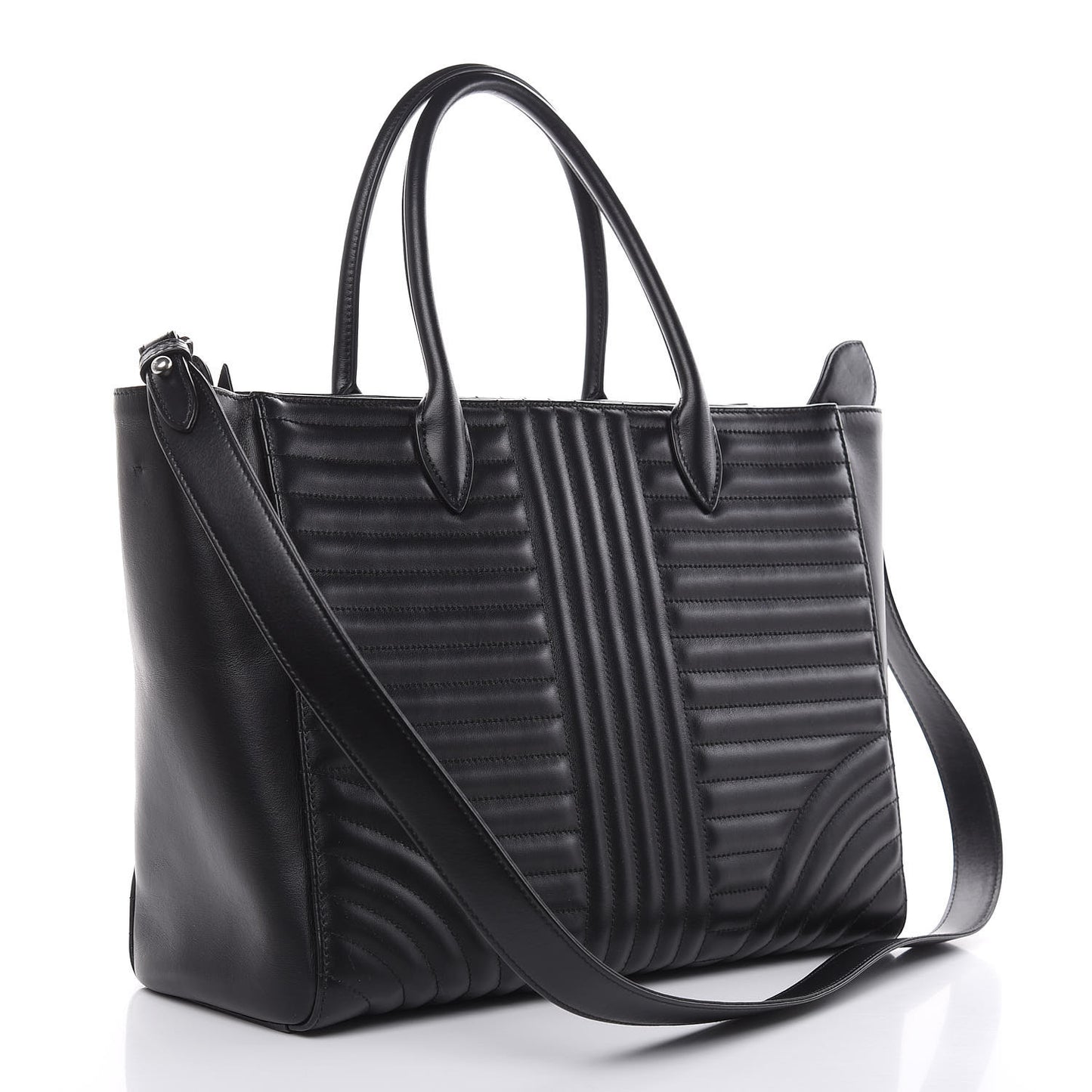 Soft Calfskin Impunture Diagramme Tote Black