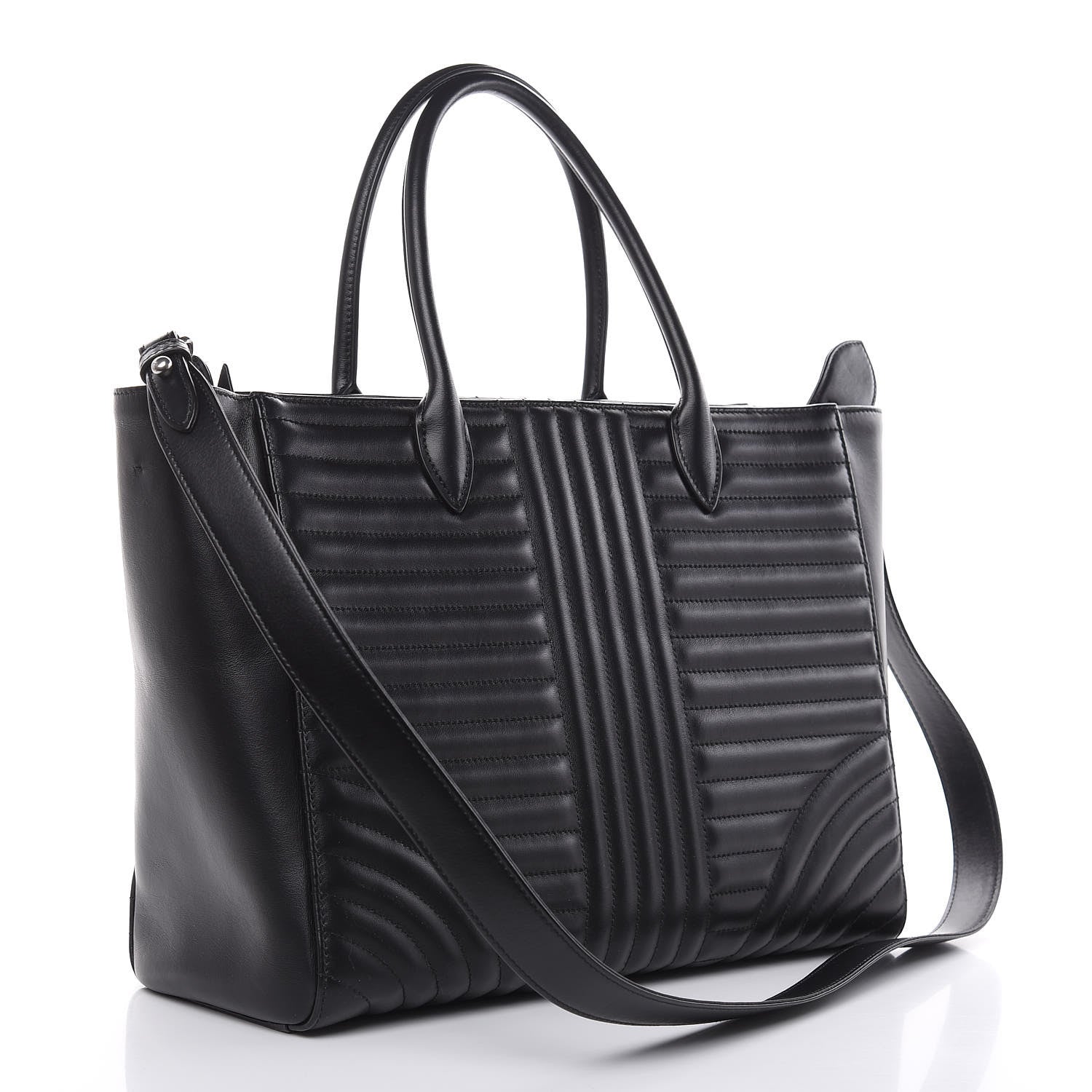 Prada Soft Calfskin Impunture Diagramme Tote Black 3 of 11