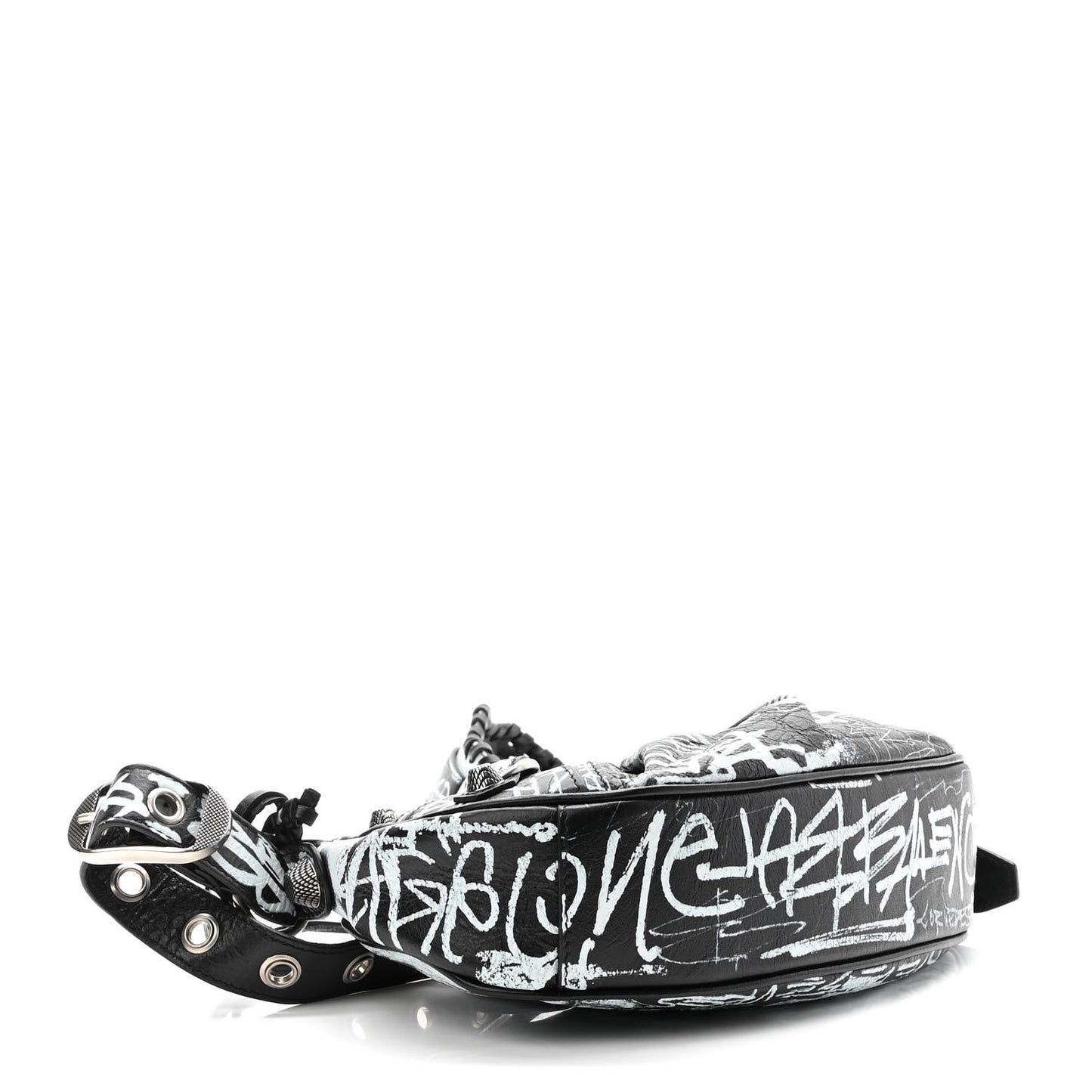 Agneau Arena Graffiti Le Cagole Shoulder Bag XS Black White
